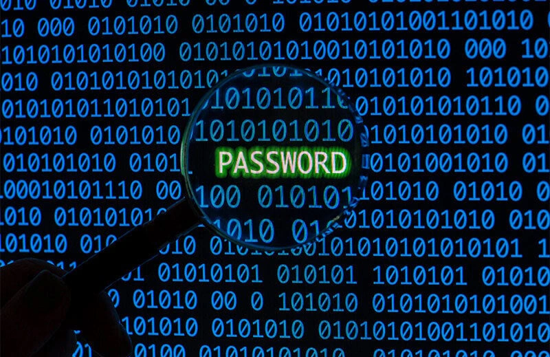 Painel abstrato de cibersegurança com fluxos de dados digitais em evolução e ícones de ameaças tecnológicas